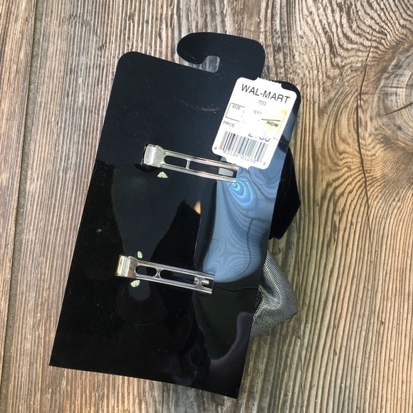 TRIMMINGS Hair Clips Black & Sliver 90s Bows 80s Barrette New - Picture 2 of 3